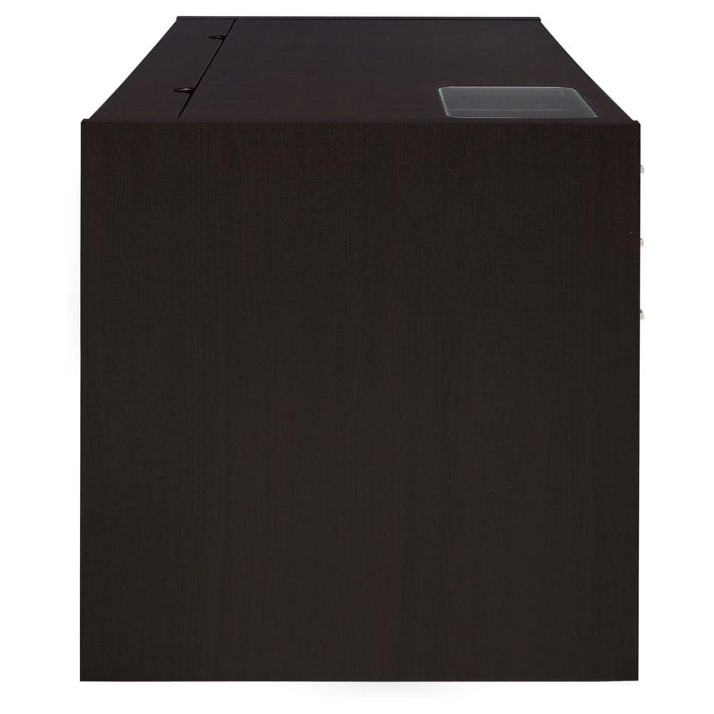 Contemporary Cappuccino Home Office Desk with Power Outlet and Storage