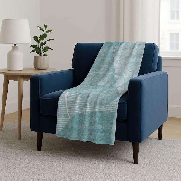 Premium Machine Washable ASB805 Turquoise 50 in. x 70 in. Sherpa Throw Blanket