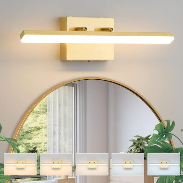 Modern 18.11 in. 16W Gold LED Vanity Light Bar with 5CCT Adjustable 180° Rotation Function Bathroom Vanity Light