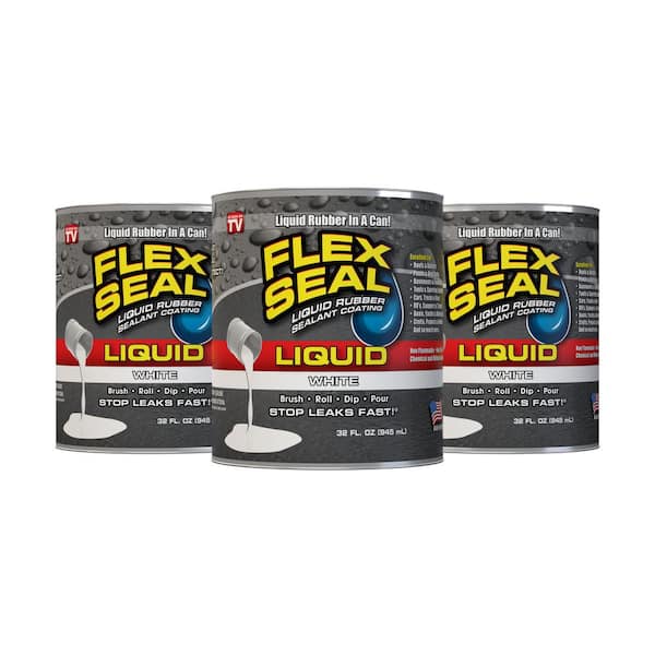 FLEX SEAL FAMILY OF PRODUCTS 1 qt. Flex Seal Liquid White Liquid Rubber  Sealant Coating (3-Pack) LFSWHTR32-PKDFC - The Home Depot