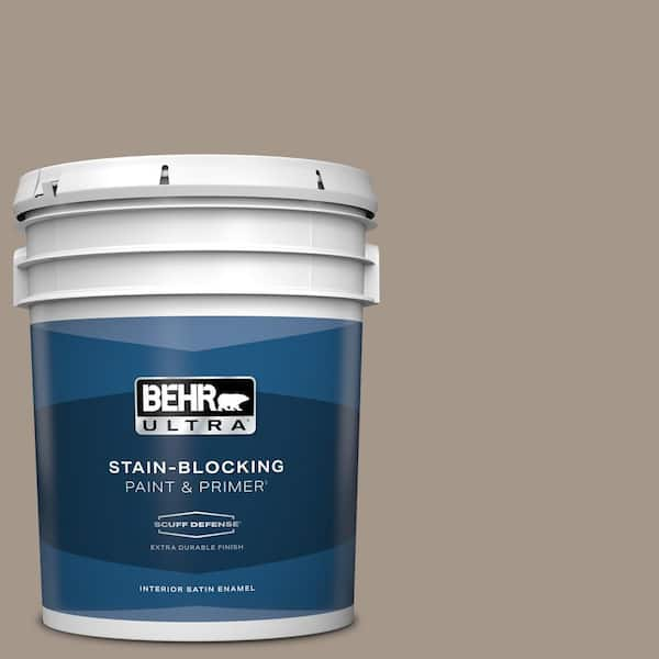 BEHR ULTRA 5 gal. #N220-4 Shiitake Extra Durable Satin Enamel Interior Paint & Primer