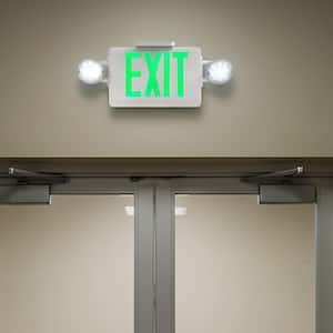 YANSUN LED Exit and Emergency Light Combo, 2-Head High Output Emergency ...