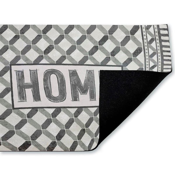 Classic Tile Vibes Entry Black 18 in. x 30 in. Polyester Non-Slip Outdoor Door Mat