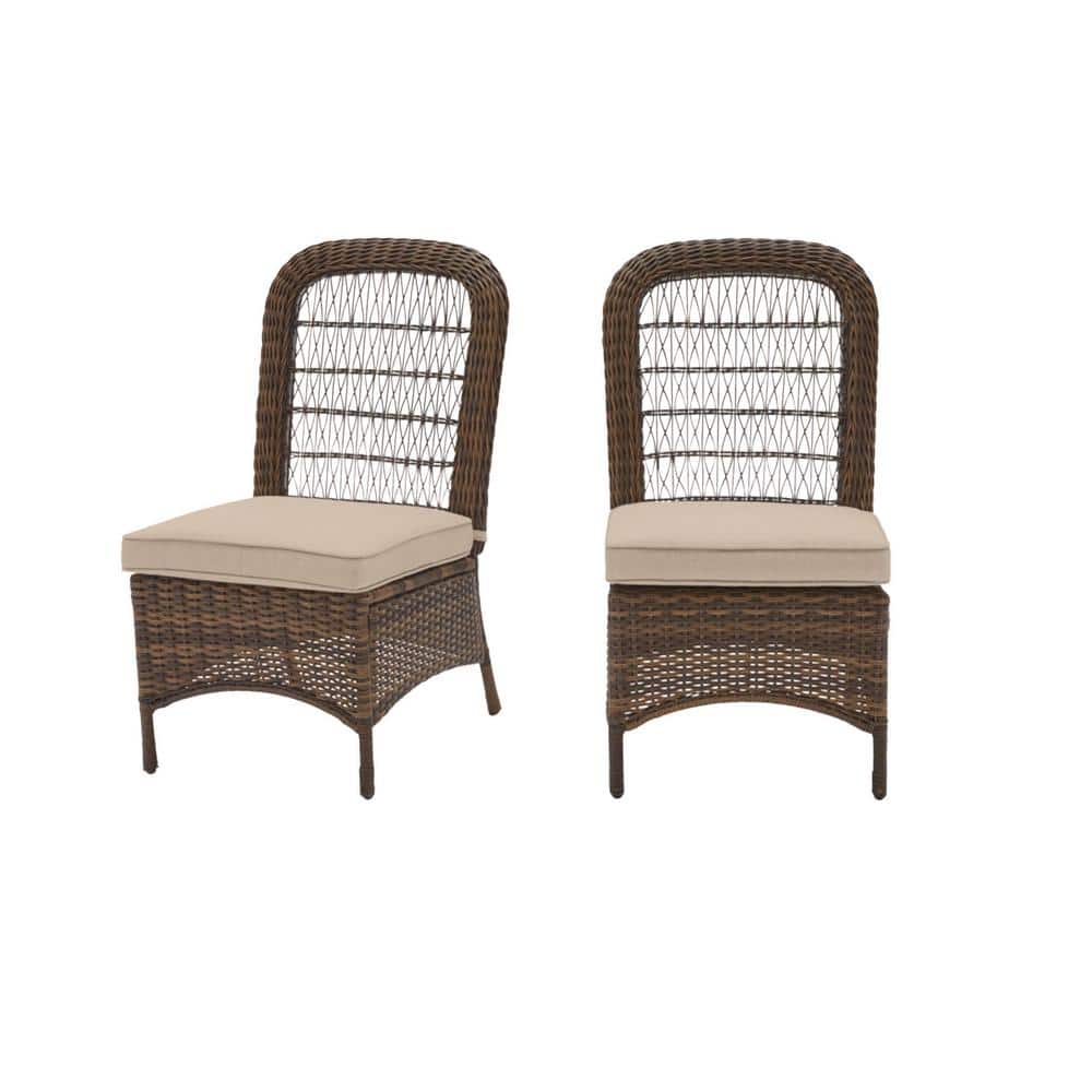 Hampton Bay Beacon Park Brown Wicker Outdoor Patio Armless Dining