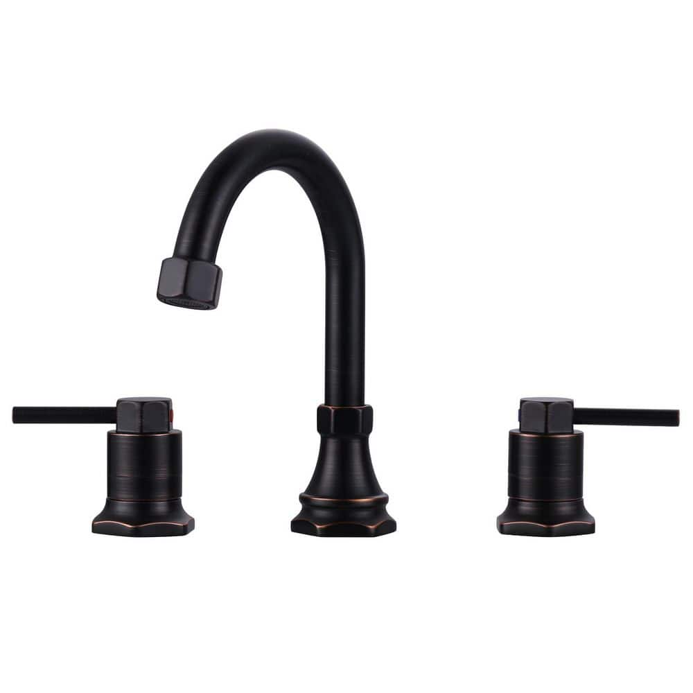 8 in. Widespread Double Handle High Arc Bathroom Faucet with Drain Kit Included in Oil Rubbed Bronze price history on PriceWatchPro