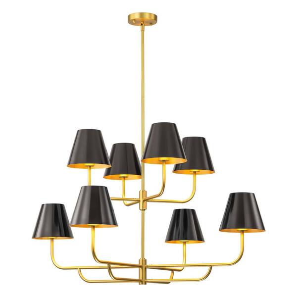 RRTYO Olive 8-Light Mid-Century Modern Black 2-Tiered Oversize ...