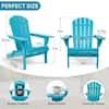 Size and capacity specifications for the turquoise Adirondack chair.