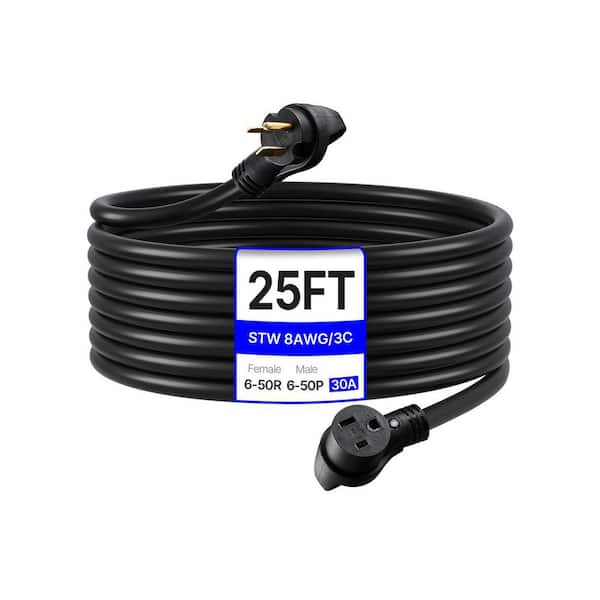 AC WORKS AC Connectors 25 ft. 12/3 Heavy Duty SOOW L6-20 20 Amp