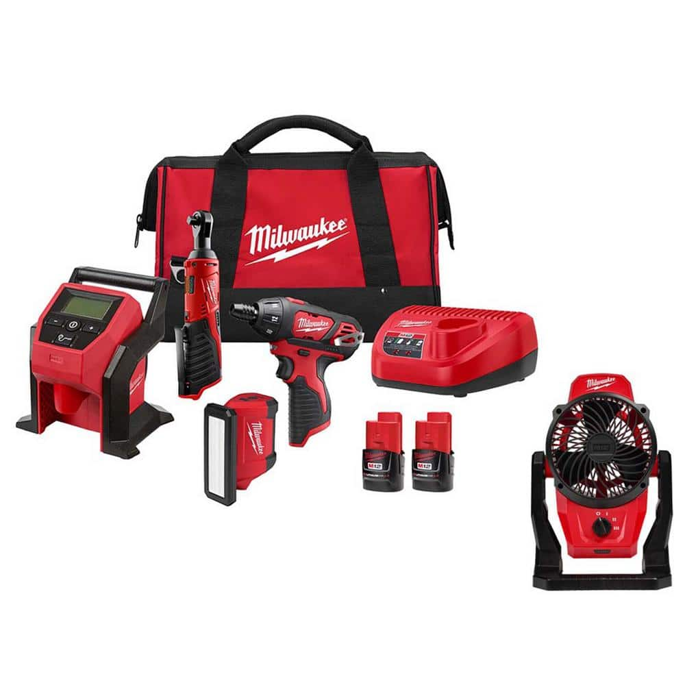 Milwaukee M12 FUEL 12-Volt Lithium-Ion Brushless Cordless Combo Kit with M12 Jobsite Fan