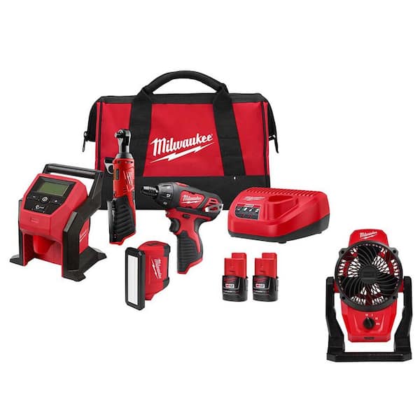 Milwaukee M12 FUEL 12-Volt Lithium-Ion Brushless Cordless Combo Kit with M12 Jobsite Fan