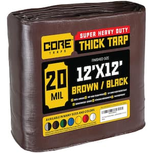 12 ft. x 12 ft. Brown and Black Polyethylene Heavy Duty 20 Mil Tarp, Waterproof, UV Resistant, Rip and Tear Proof
