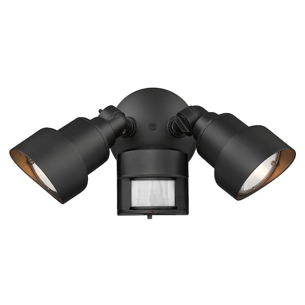 24 Lumen Flood Lights 2-Light Matte Black Motion Activated Outdoor Integrated LED Light Fixture