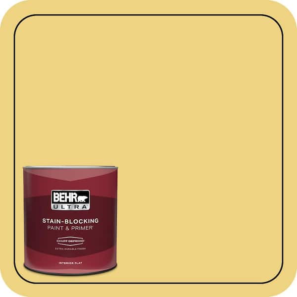 BEHR ULTRA 1 qt. #380D-4 Feather Gold Extra Durable Flat Interior Paint & Primer