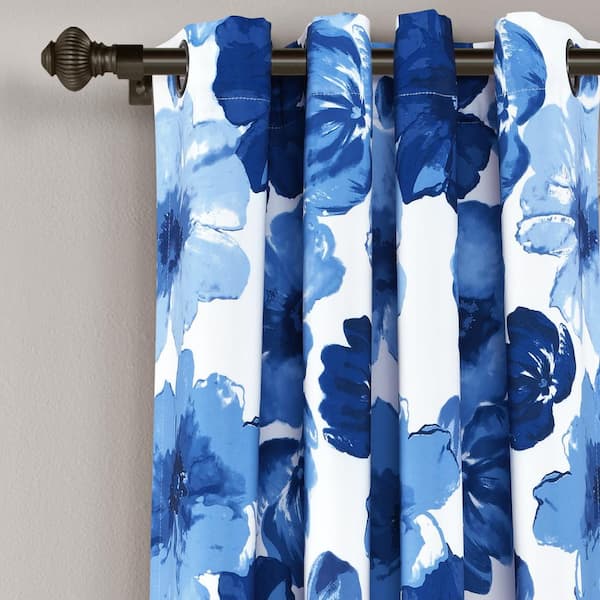 Lush Decor Leah Room Darkening Window Curtain Panels Navy/White