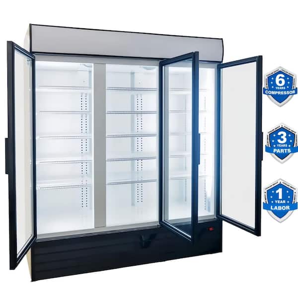72 in. W 57 cu. ft. NSF Commercial Glass Swing 3-Door Merchandiser Refrigerator in Black