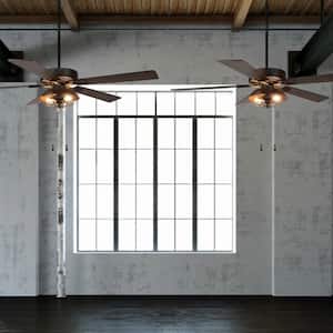 Quintin 52 in. LED Indoor Bronze Lantern Ceiling Fan with Light