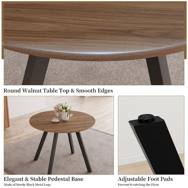 GOJANE 5-Piece 34.6 in. Modern Round MDF Top Dining Table with 4