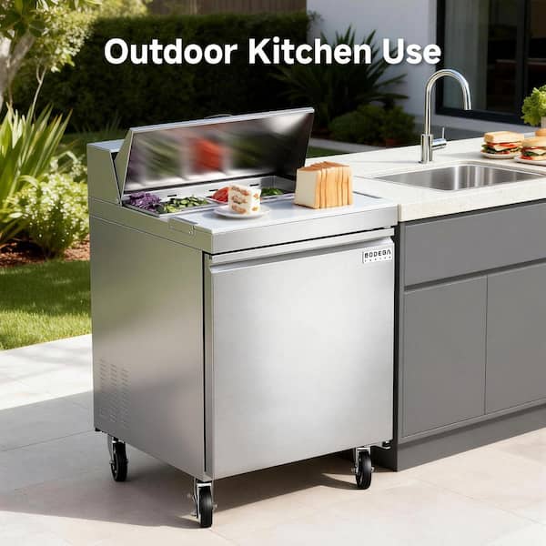 28 in. Commercial Refrigerator Sandwich and Salad Prep Table, 8 cu. ft. Stainless Steel Refrigerated Food Prep Station