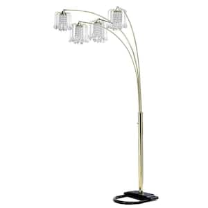 84 in. Gold 4 Light 1-Way (On/Off) Tree Floor Lamp for Bedroom with Glass Novelty Shade