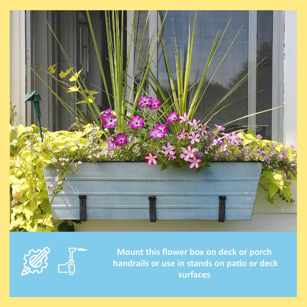 Large Nantucket Blue Galvanized Steel Flower Box