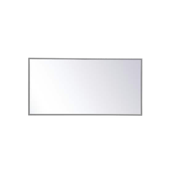 Unbranded Medium Rectangle Grey Modern Mirror (36 in. H x 18 in. W)