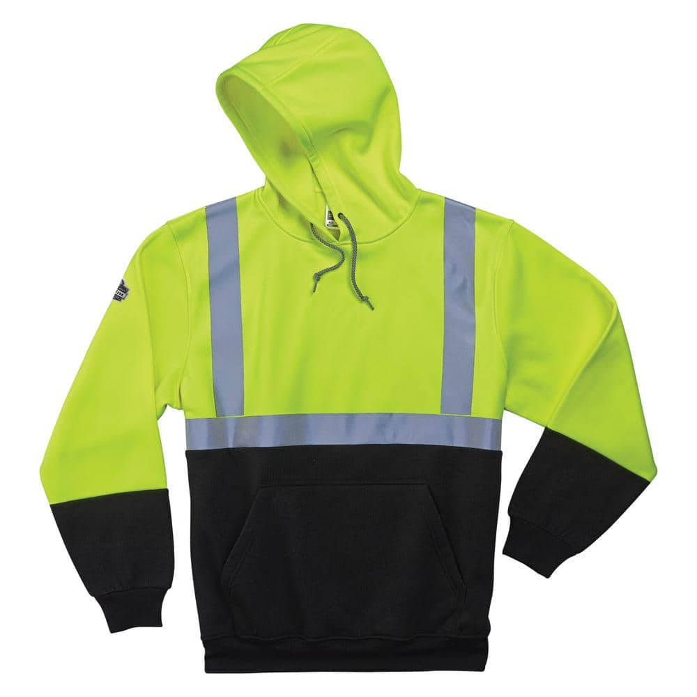 Ergodyne 5XL Hi Vis Lime Black Front Hooded Sweatshirt 8293 The