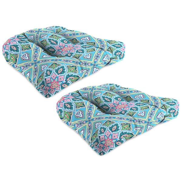 Jordan Manufacturing 18 in. L x 18 in. W x 4 in. T Tufted Outdoor Wicker Seat Cushion in Medlo Island (2-Pack)