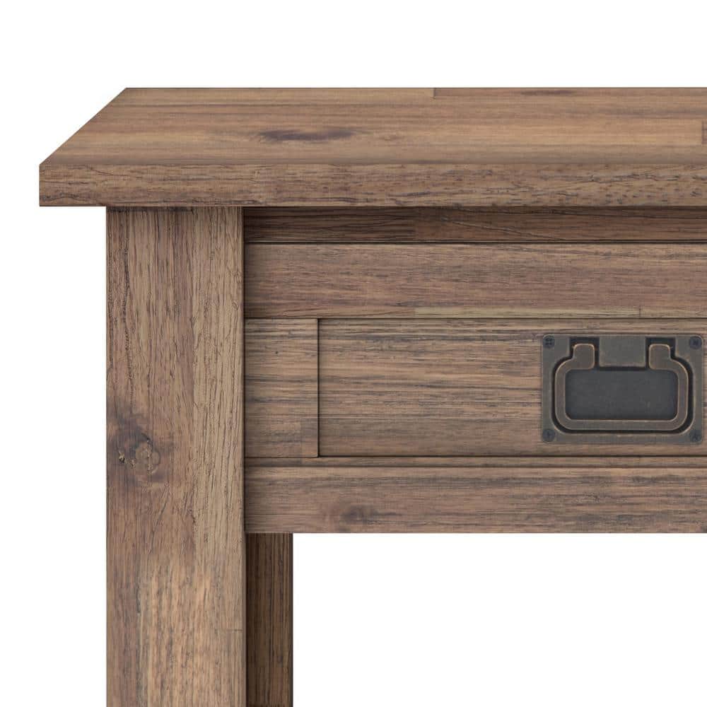 Monroe Rustic Natural Aged Brown Wood End Table with Storage