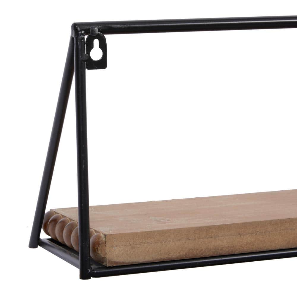 Sleek Black Floating Wall Shelf Trio for Modern Living Spaces