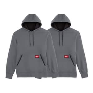 Men's X-Large Gray Midweight Cotton/Polyester Long-Sleeve Pullover Hoodie (2-Pack)