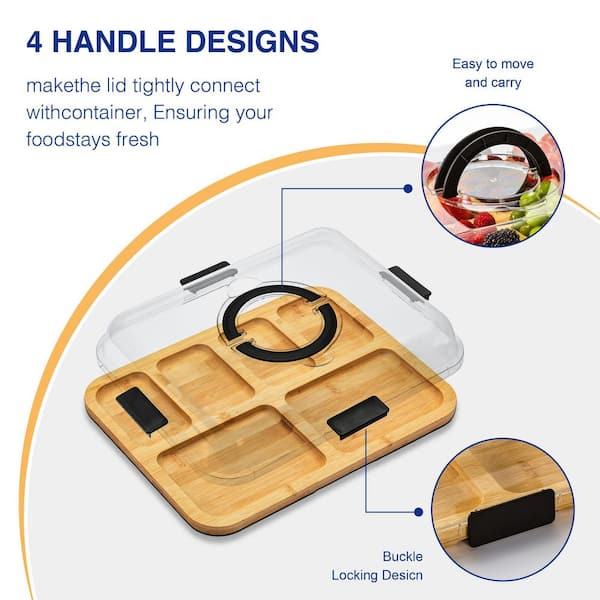 Wudkey 14.5 in. Travel Portable Charcuterie Box Bamboo Cheese