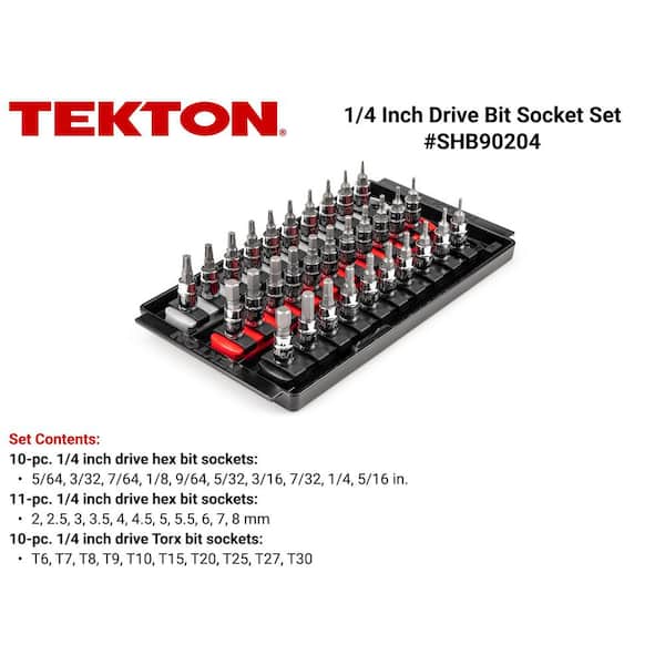 TEKTON 1/4 in. Drive Hex/Torx Bit Socket Set with Rails, 31-Piece