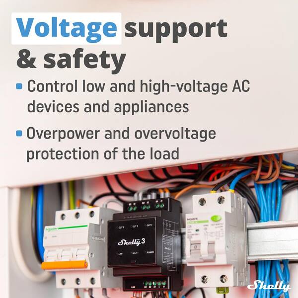 Shelly Pro 3, 16A, Wi-Fi, LAN and Bluetooth 3-Channel Smart Relay