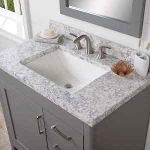 37 in. W x 22 in. D Cultured Marble White Rectangular Single Sink Vanity Top in Everest