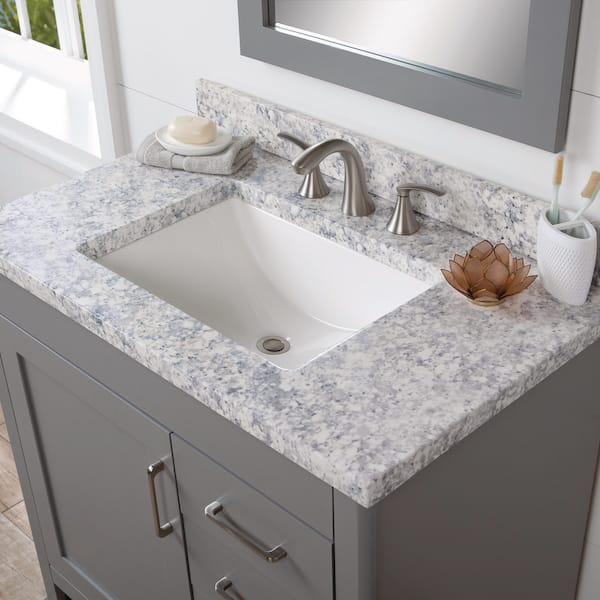 Home Decorators Collection 37 in. W x 22 in. D Cultured Marble White Rectangular Single Sink Vanity Top in Everest