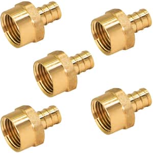 1/2 in. Brass PEX Barb x 3/4 in. Female Pipe Thread Adapter Fitting (5-Pack)