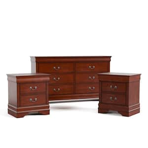 Burkhart Cherry 2 Drawer 21.63 in. W Set of 2 Nightstand and Dresser