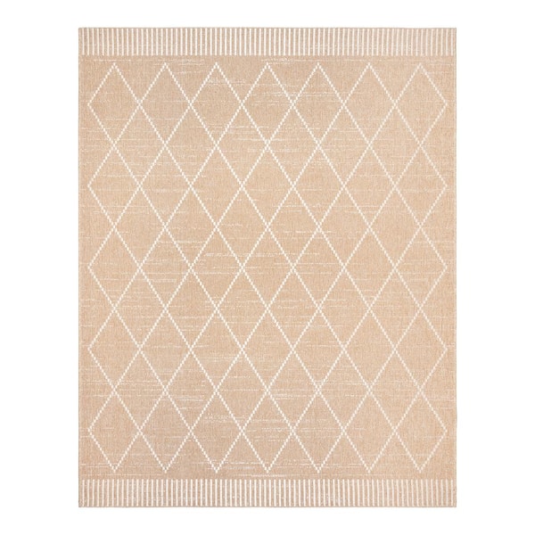 Gertmenian Ringley Parcie Beige/Sand 9 ft. x 13 ft. Geometric Indoor/Outdoor Area Rug