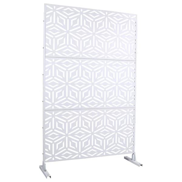 Miscool Anky 76 in. H x 48 in. W Steel Garden Fence, Metal Privacy Screens and Panels with Free Standing in White
