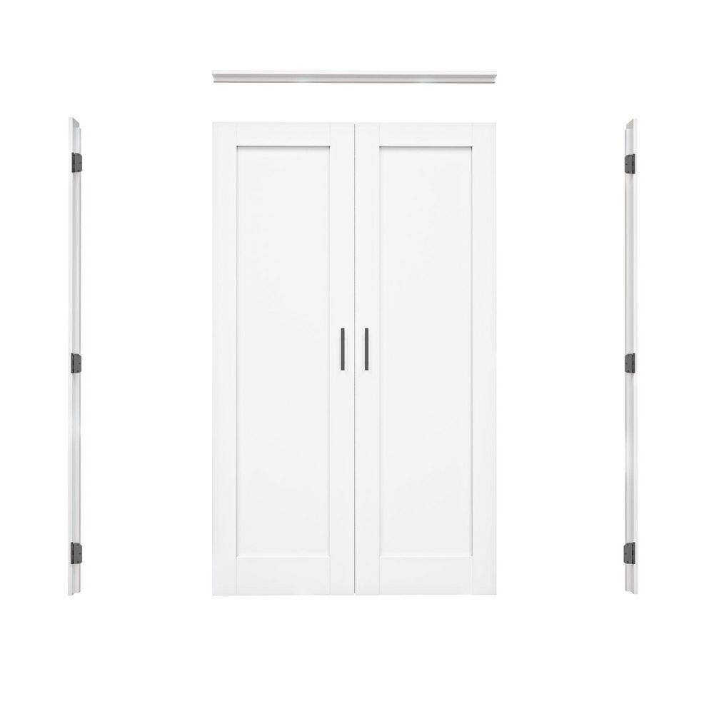 48 in. x 80 in. 5-Panel White Solid Core Wood Universal-Hand Double Prehung Interior French Door+ Frame Set & Ball Catch price history on PriceWatchPro