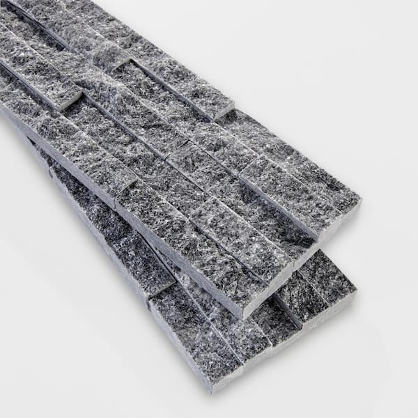 Slender Strip 3 in. x 12 in. Midnight Sparkle Split Face Marble Wall Tile (5.28 sq. ft./Case)