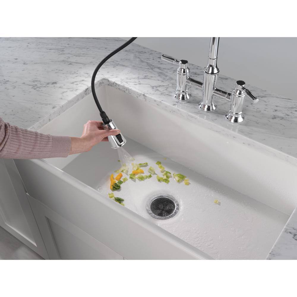 Renaldi Chrome Bridge Kitchen Faucet with Pull-out Spray