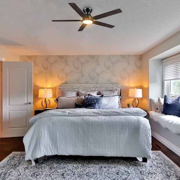 Byrness 52 in. Color Changing Integrated LED Indoor Matte Black 10-Speed DC Ceiling Fan with Light Kit/Remote Control