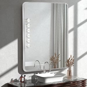 30 in. W x 40 in. H Silver Vanity Rectangle Wall Mirror Aluminium Alloy Frame Bathroom Mirror