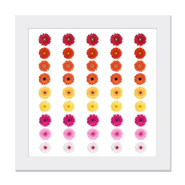 Unbranded Gallery-Grade Colorful Bouquet White Framed Acrylic Abstract Statement Wall Art 48 in. x 48 in.