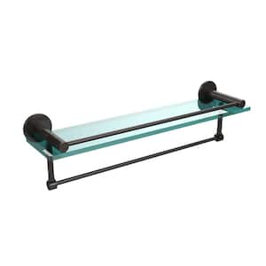 Fresno 22 in. L x 5 in. H x 5 in. W Gallery Clear Glass Vanity Bathroom Shelf with Towel Bar in Oil Rubbed Bronze