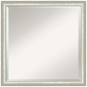 2-Tone Silver 22.25 in. x 22.25 in. Beveled Modern Square Wood Framed Wall Mirror in Silver