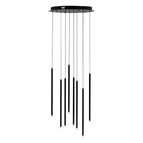 OUKANING 19.68 in. 8-Light Black Modern Linear Integrated LED 