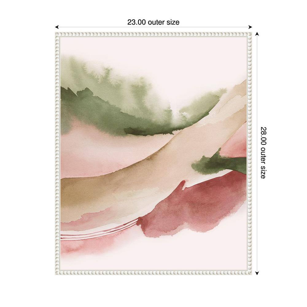 Grace Popp Abstract Green and Pink Canvas Print with White Frame
