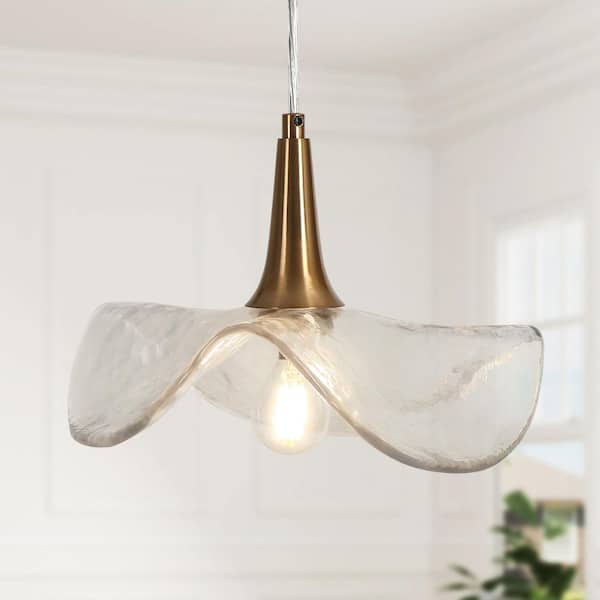 LNC Vitzthum 1-Light Plating Brass Pendant Light with Handmade Glass Shades and No Bulb Included
